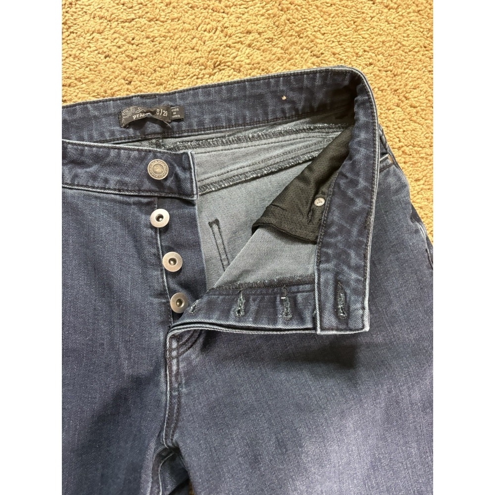 Prana Jeans Women 8/29 Button Up Straight Leg Mid-Rise Dark Blue Denim Preppy - Picture 3 of 9